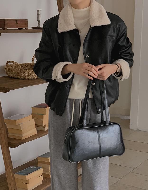 *러브프롬* 피에트로 카라 레더 점퍼 (누빔안감)(2온스)