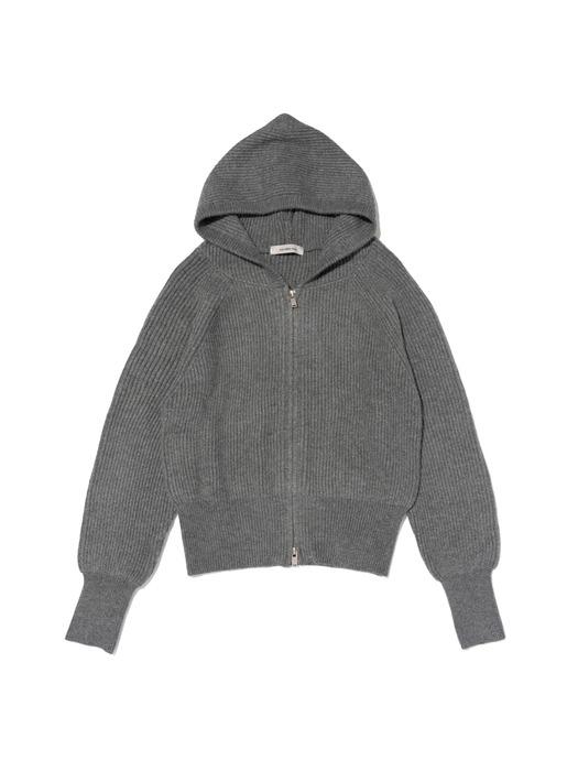 투웨이 골지 카디건 후드집업 니트 (차콜)