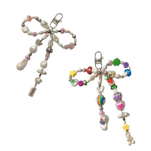 [키치마인드] pearl ribbon keychain