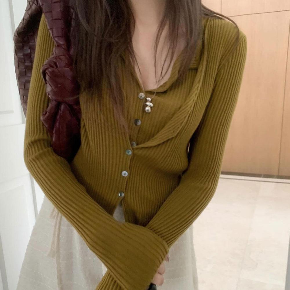 까리노 리오더 포스터 더블 골지 가디건 레이어드 브이넥 가을 poster (3color)