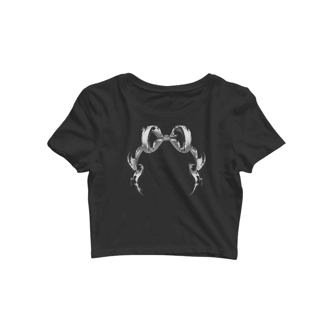 Black Chrome Baby Bow Tee - XS