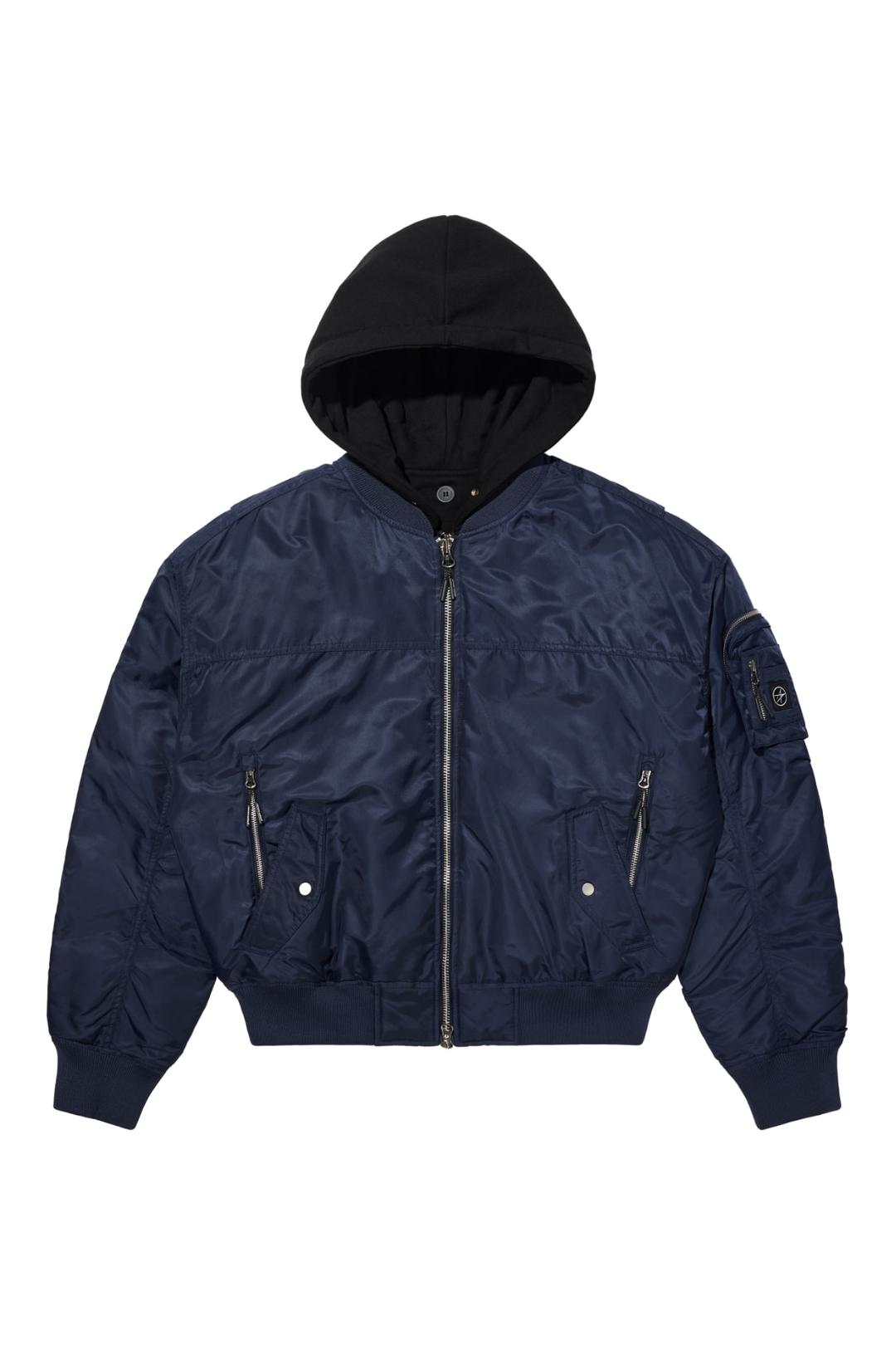 LM MULTI POCKET DOCKING HOOD BOMBER JACKET (NAVY)