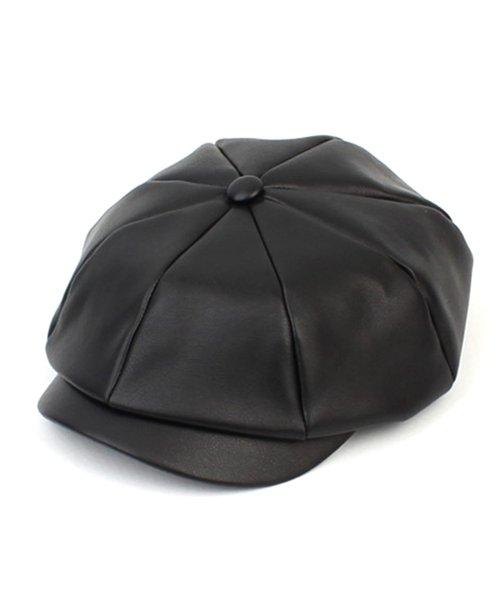 Belted Leather Black Newsboy Cap 뉴스보이캡