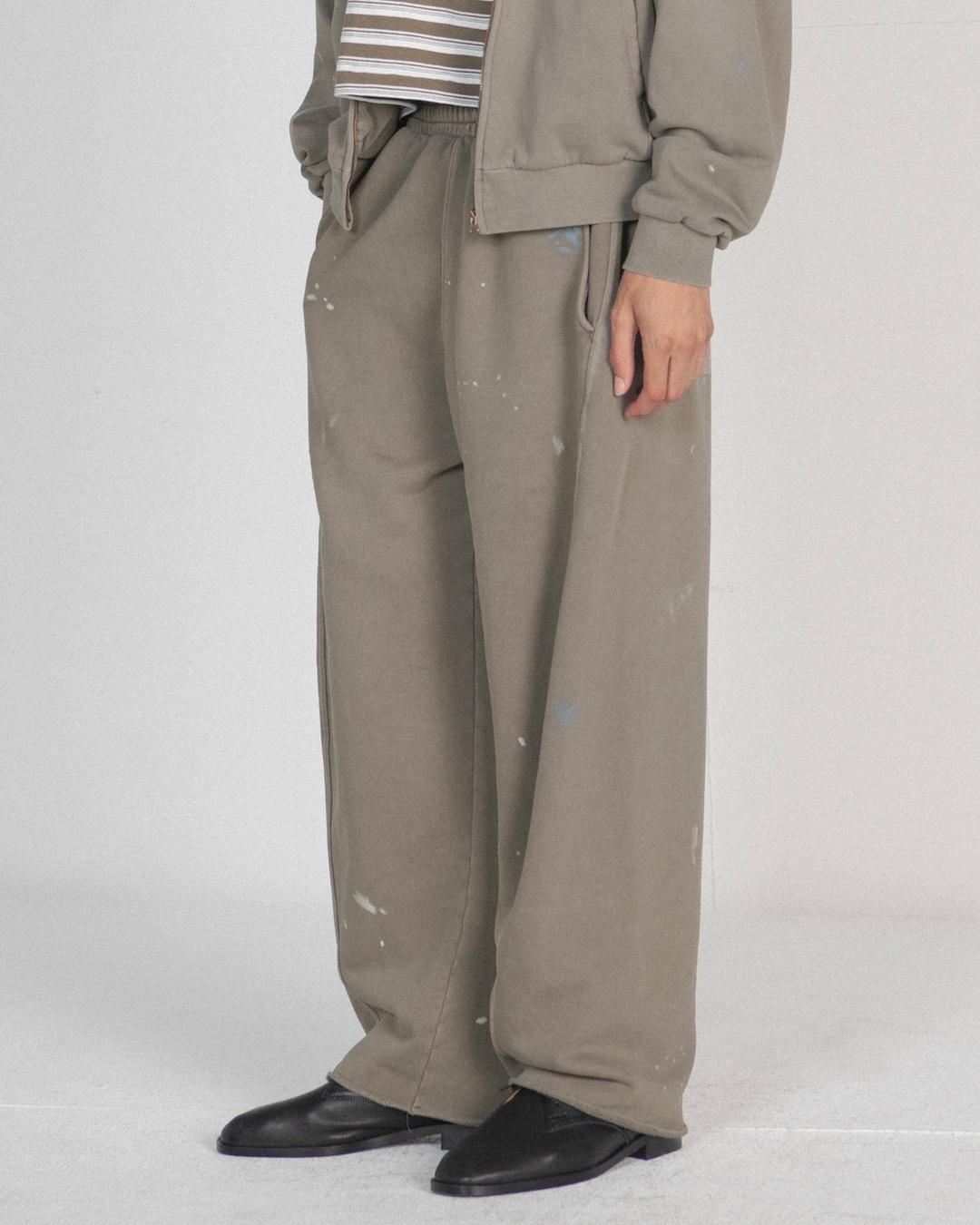 Painted Cut Off Sweat Pants, Taupe