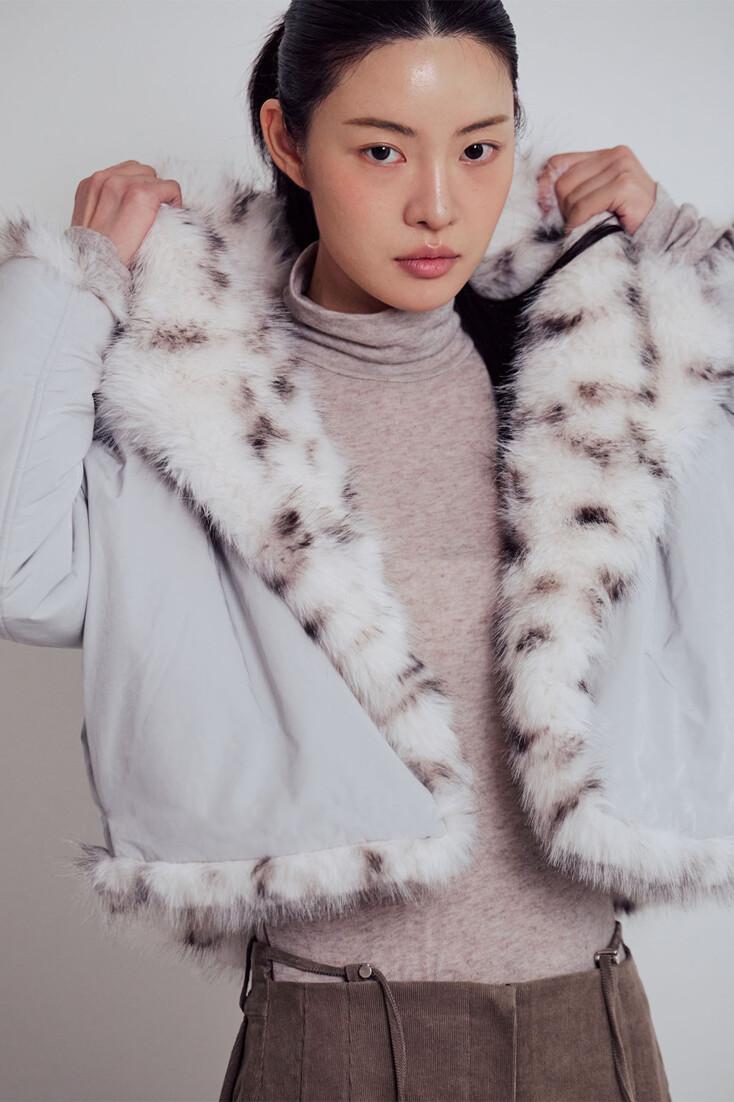 리버시블 달마시안 퍼 패딩 봄버 (2colors)_미스트 그레이