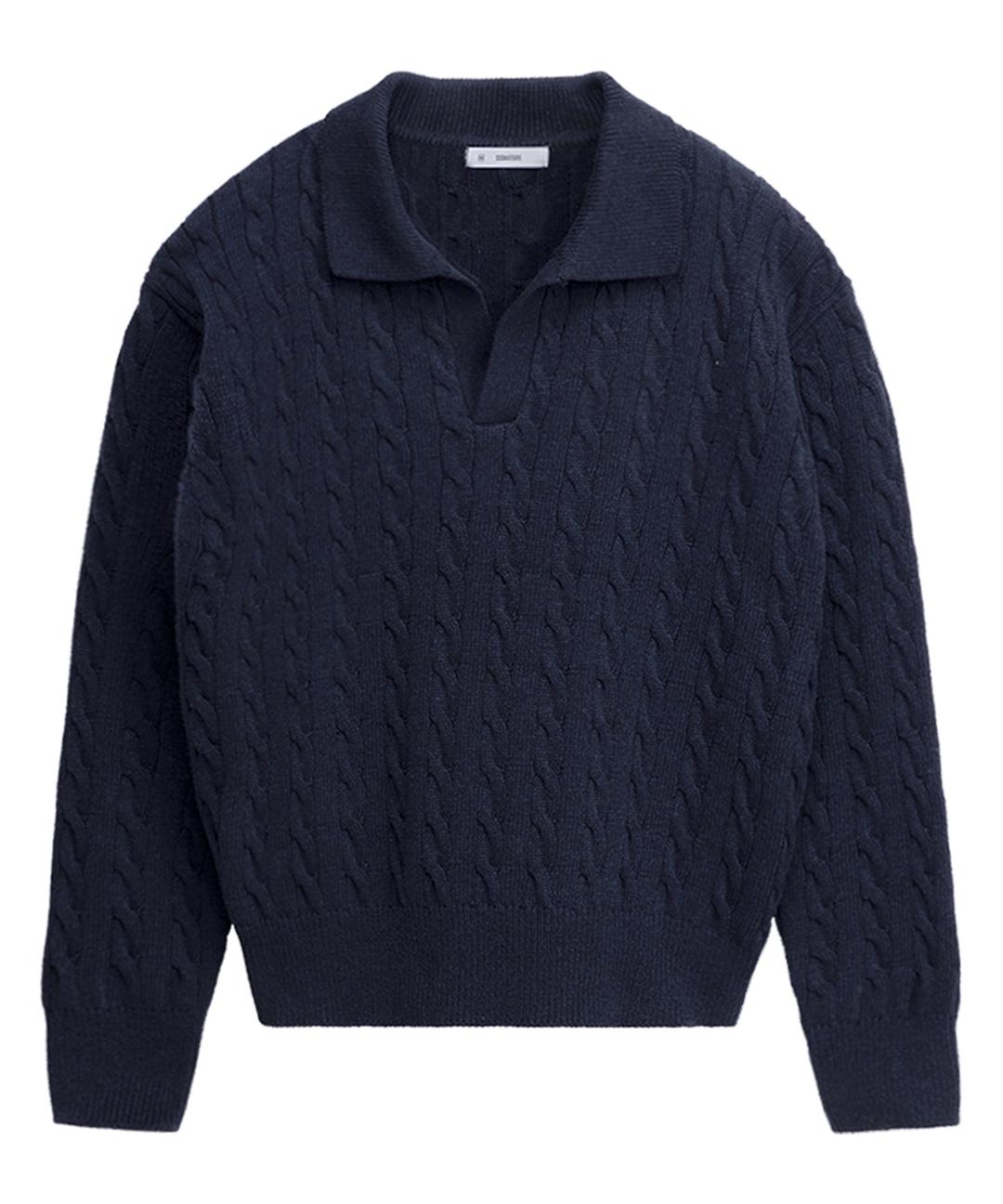 12/20 예약배송 케이블 카라 니트[네이비]