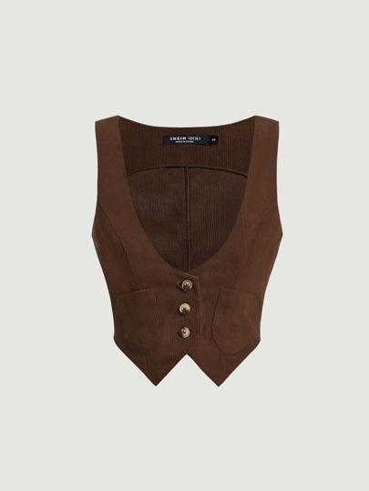 SHEIN MOD 앞 버튼 크롭 나시 , 셔츠 미포함