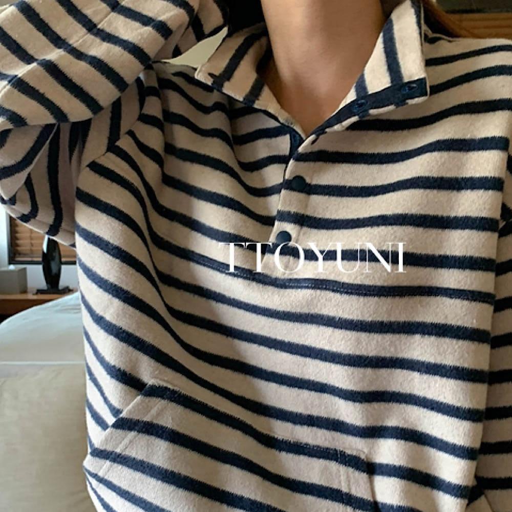 (아이당일) 아잉 areing 파파 맨투맨 터틀넥 스트라이프 긴팔 떠유니