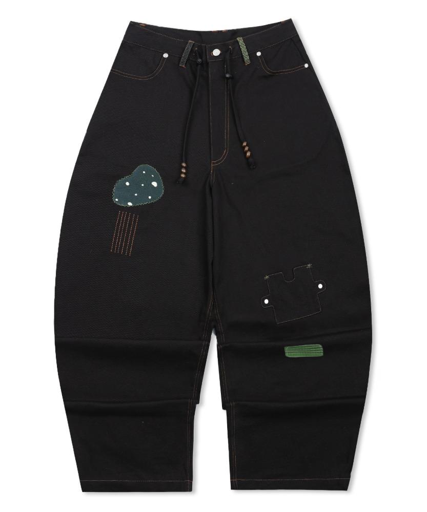 WXP059 오모이데 패치 코튼 벌룬 팬츠 (BLACK)