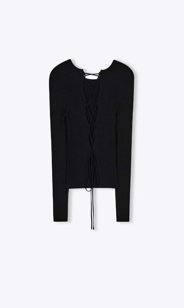 [3rd] BACK STRAP RIBBED KNIT TOP (BLACK)