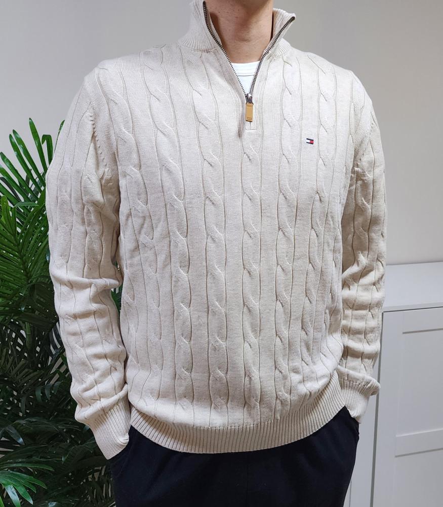타미힐피거 남성 꽈배기 니트 반집업 코튼 니트 스웨터 6컬러