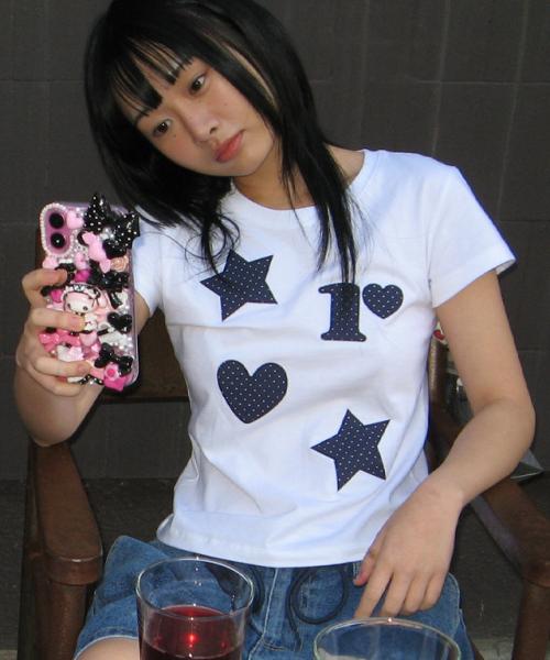 FIGURE SHAPE APPLIQUE T SHIRT WHITE