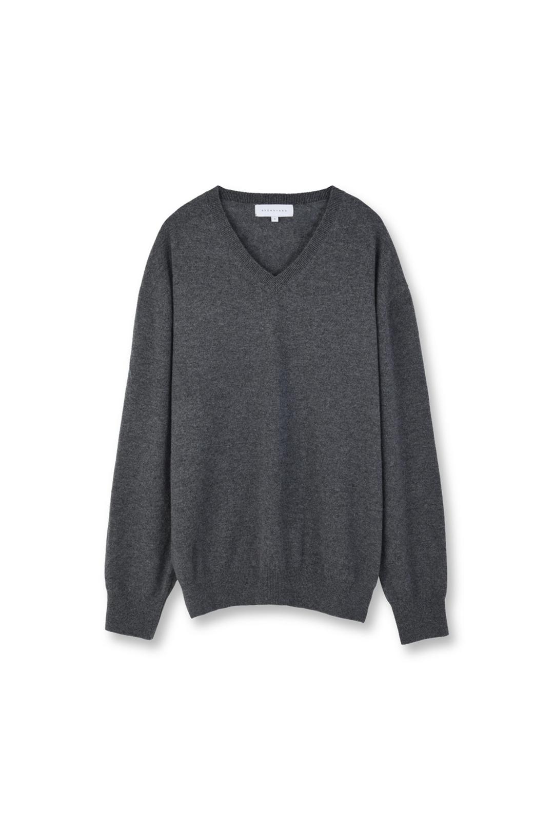 Extra Super Fine V Neck Knit, Charcoal