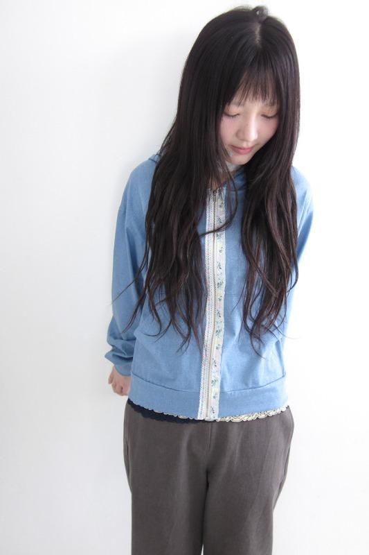 glitter floral hoodie zip-up (2color)