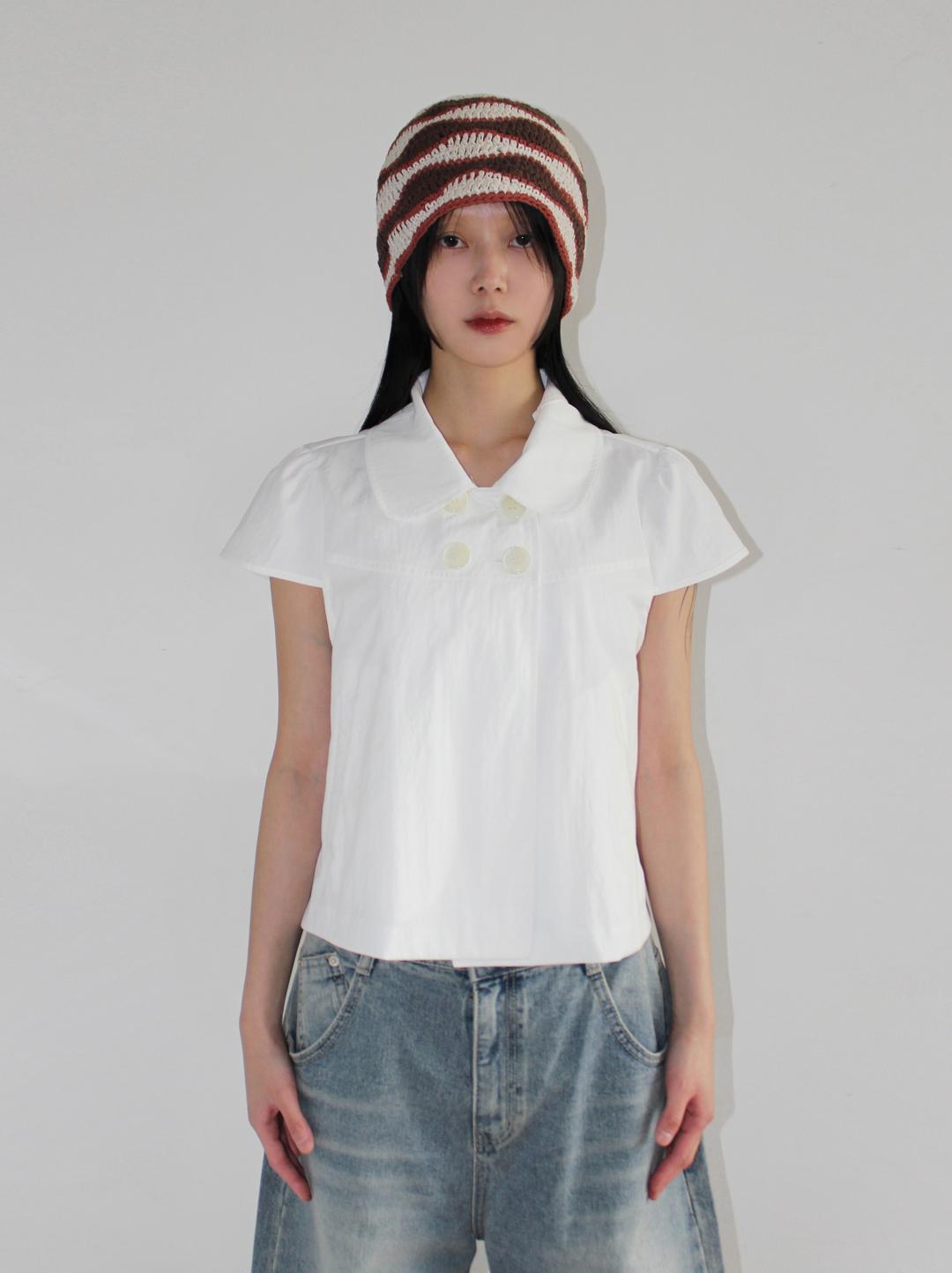 아케 SUMMER CAP SLEEVE JK (white / charcoal)