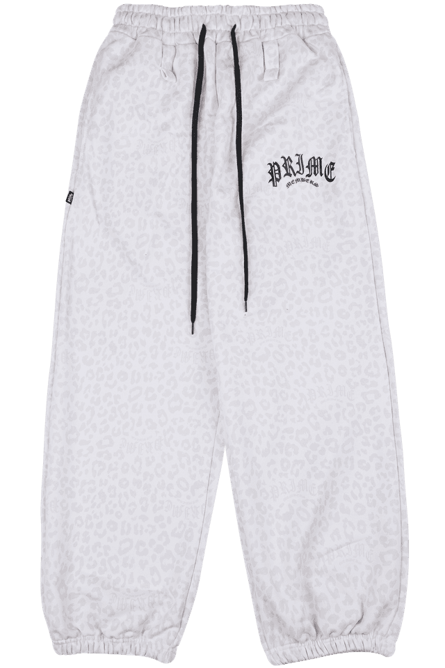 Leopard Wide Joggers White