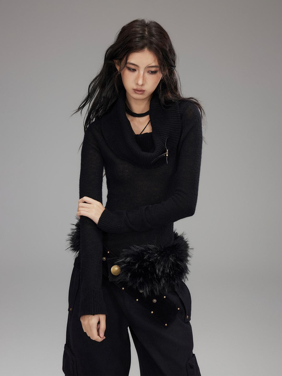 Low pixel Simple two-way long-sleeve sweater