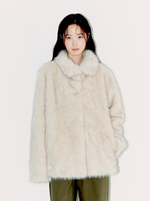 FLUFFY MIX FUR JACKET, BEIGE