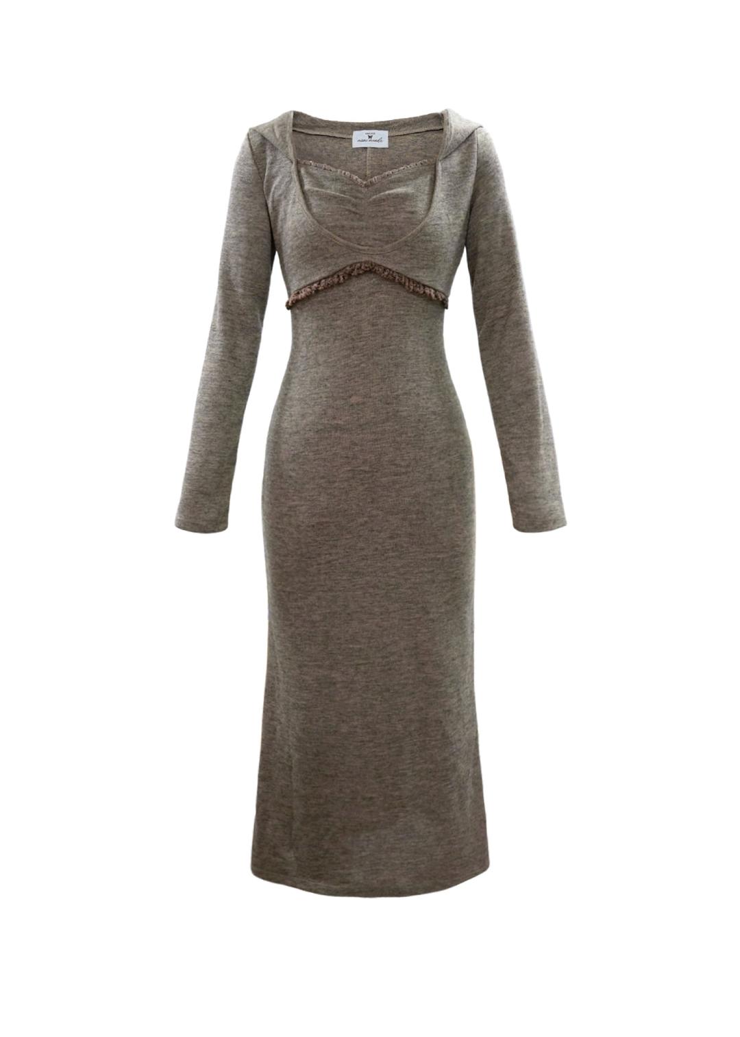 Lace hoodie dress(Sand)