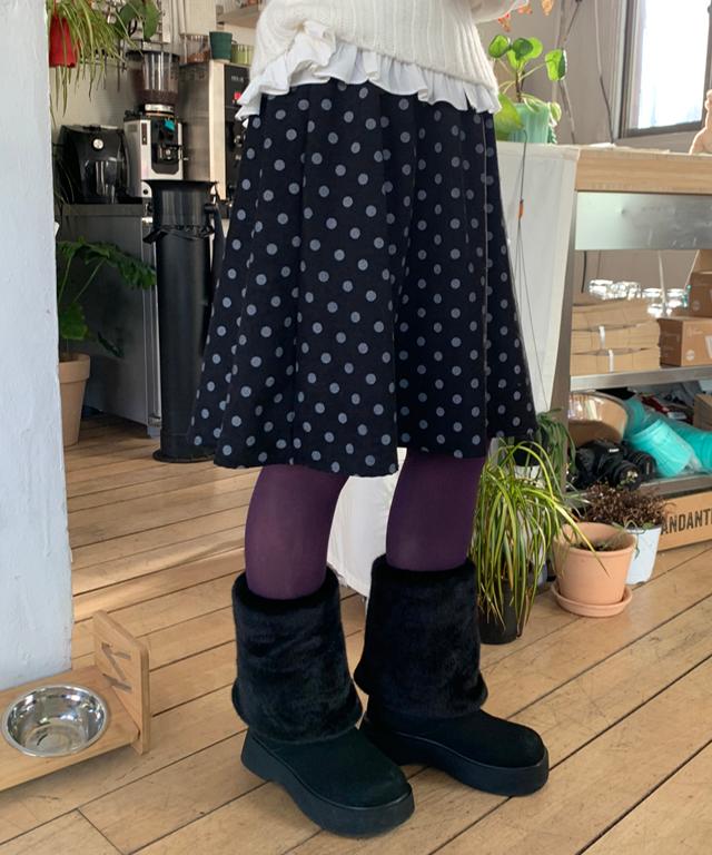 러브앤드팝 (자체제작)쿠리 도트 미디스커트