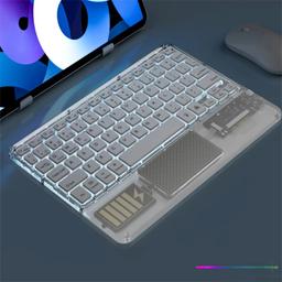 터치패드가 있는 투명 RGB 블루투스 키보드, 충전식 무선 키보드, 아이패드, 안드로이드, iOS, 윈도우 태블릿용