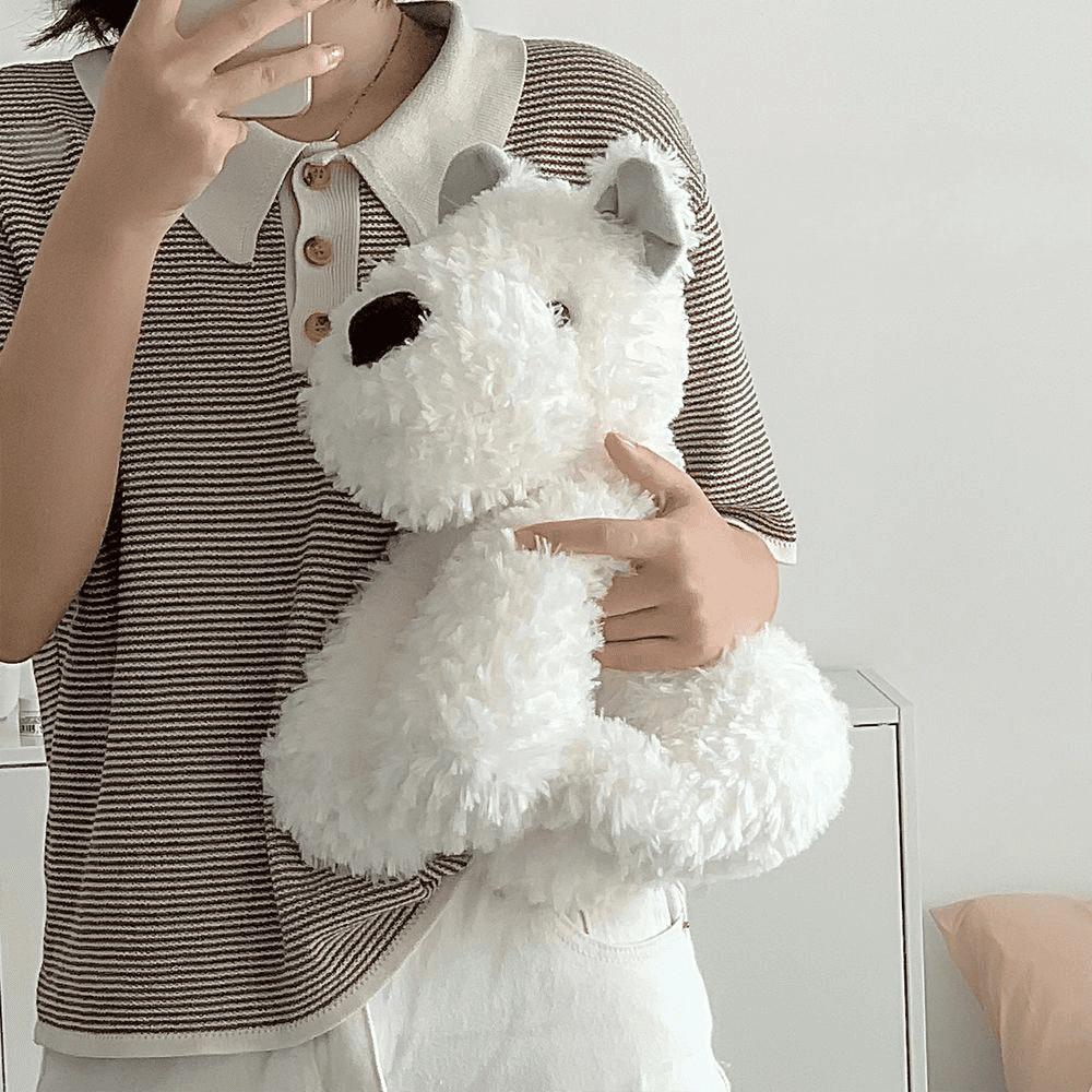 Lovely Puppy Doll 복실복실 흰둥이 강아지 인형 침대 귀여운 애착인형