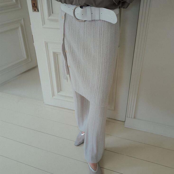MOHAIR WRAP KNIT SKIRT_ASH GRAY