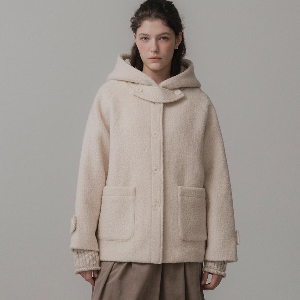 Lamb hoodie coat (ivory)
