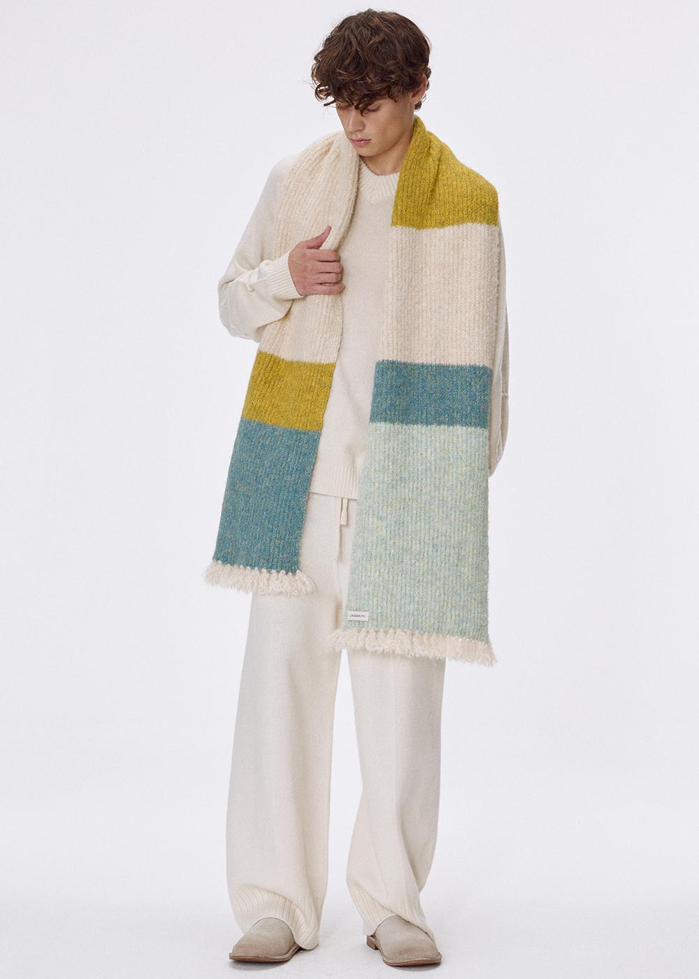 Mohair multi colored muffler_Beige mix