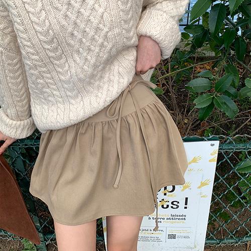 미니뽕 멜로 셔링 스트랩 미니 스커트 - 블랙M 당일발송!