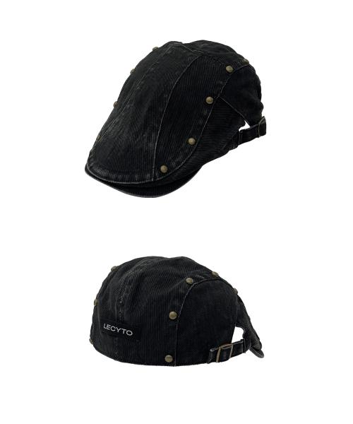 Stud Washed Hunting Cap_[Black]