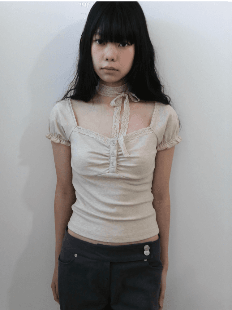 시에세이치 lace t-shirt