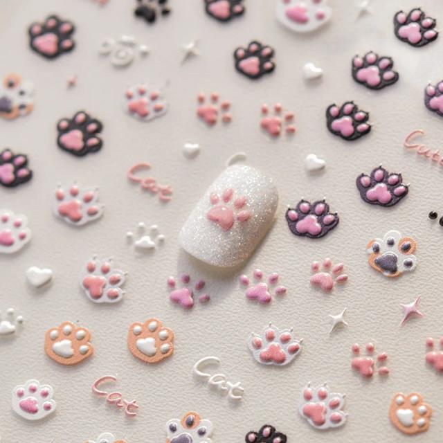 귀여운 고양이 발톱 3D 젤리 릴리프 네일 스티커, DIY 일본 카와이 슬라이더 네일 아트 장식, 3D 접착 스티커, 1 개