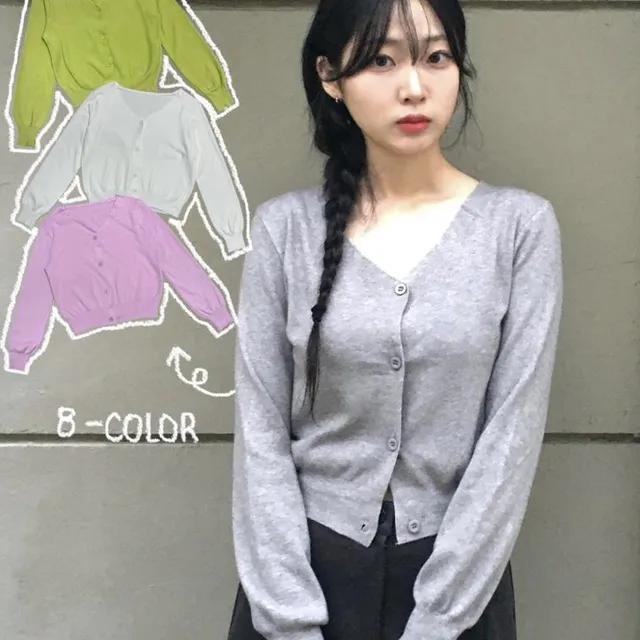 [1+1할인💖/8COLOR] 베이직 페미닌 세미크롭 슬림핏 가디건