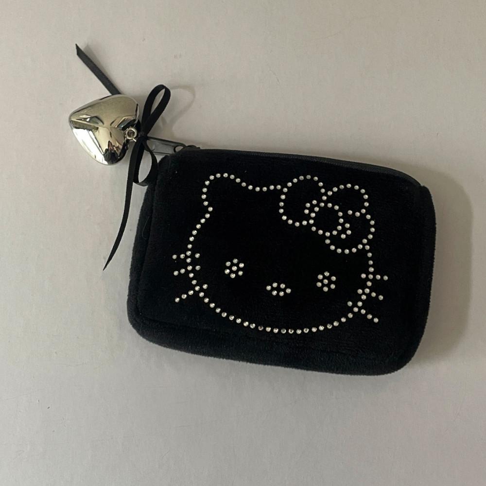 큐빅 블랙 키티고양이 미니 파우치