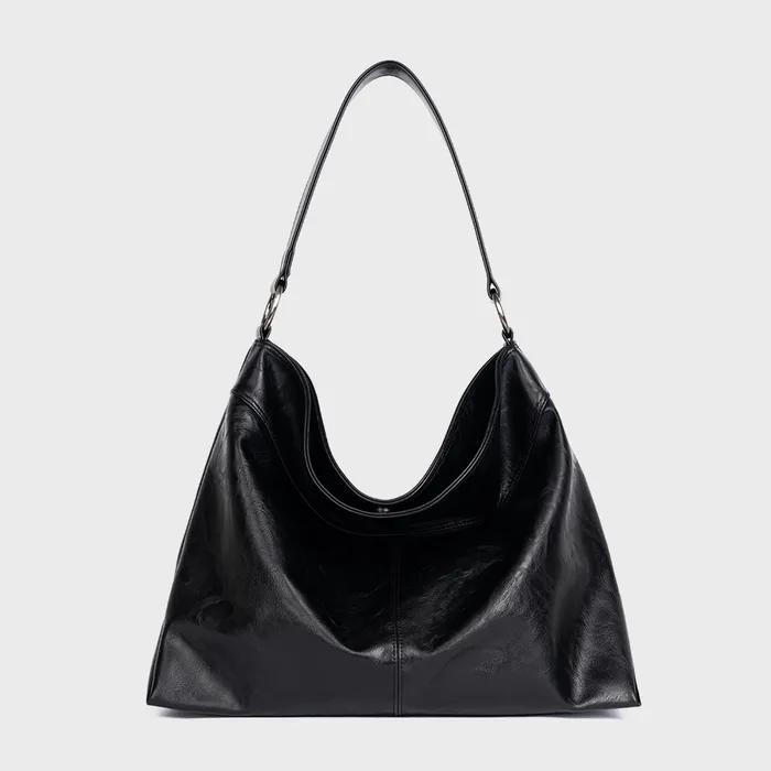 [WITH 해수] CONTOUR SHOULDER BAG (LEATHER BLACK)