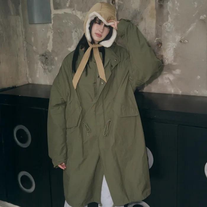 [12월 31일 예약배송] M-65 피쉬테일 오버핏 롱파카 [KHAKI]