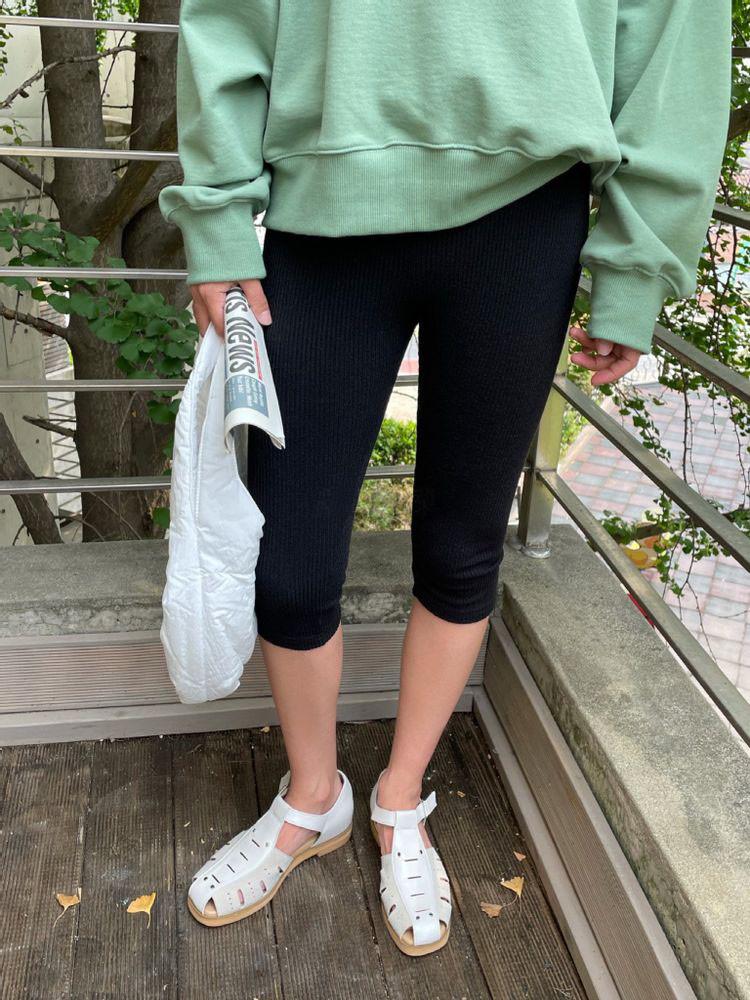 여성 7부 고밀도 골지 니트레깅스  2COL