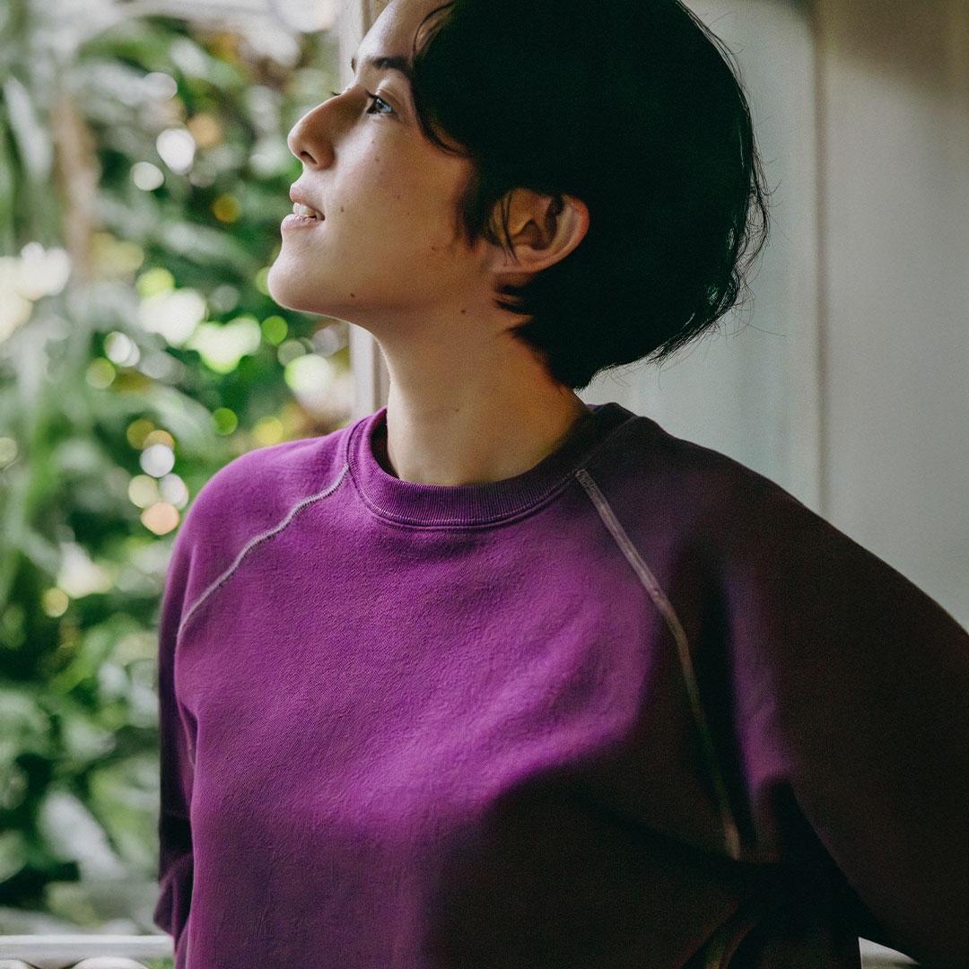 TF3-TS07 스톤 워시드 스웻셔츠-퍼플