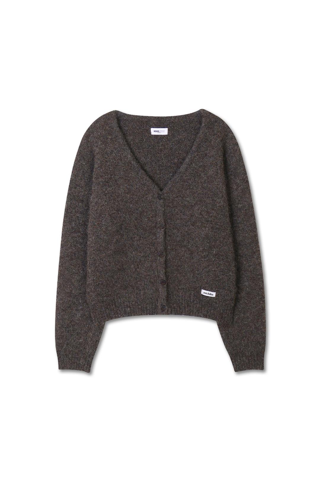 HEAVY WOOL KNIT CARDIGAN DEEP BROWN