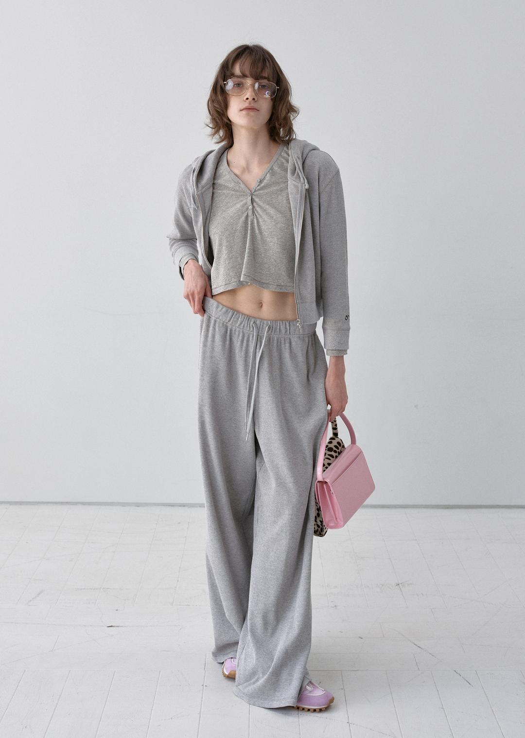 SOFT WAFFLE EASY PANTS GRAY