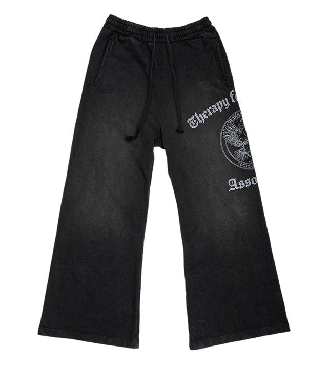 Vintage Wide Leg Sweatpants - Washed Black