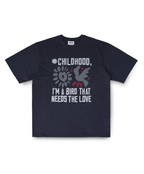퍼츠(POTS)  HEART BIRD TEE [CHACOAL] - 사이즈 & 후기 | 무신사