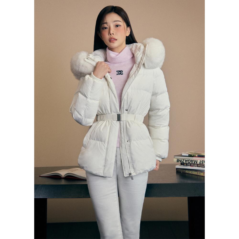 [이시안 착용] 웨이스트 테이프 장식 숏 구스점퍼 ER4TD002