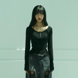 BASIC U-NECK LONG SLEEVE - BLACK