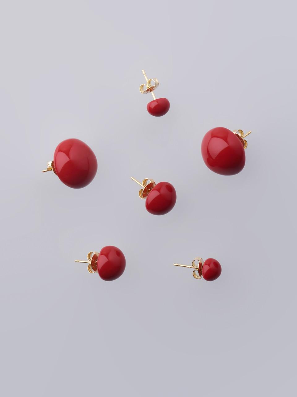 트루 레드 폼폼 귀걸이