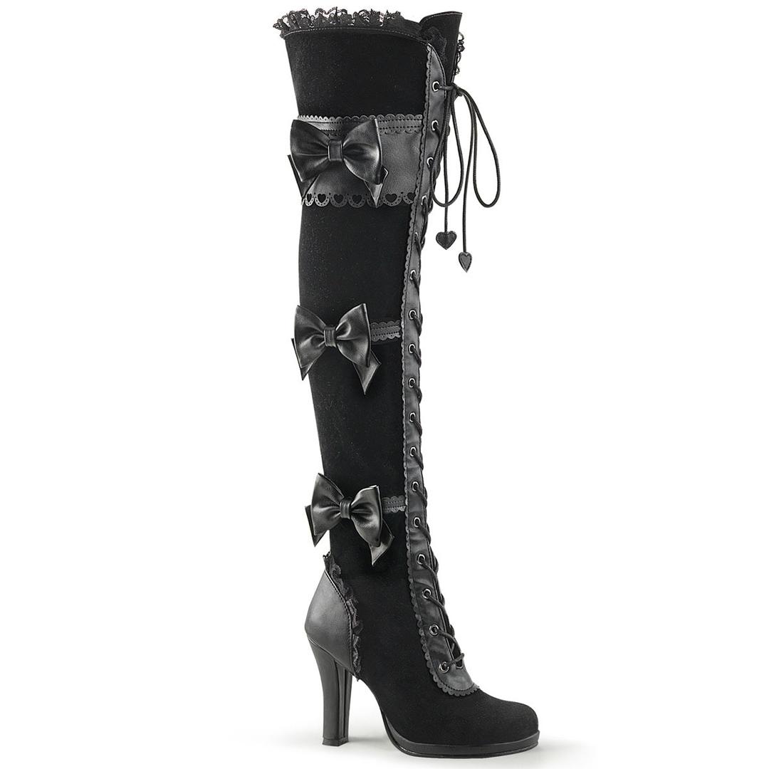 Glam-300 - Black Vegan Leather-Velvet / 10