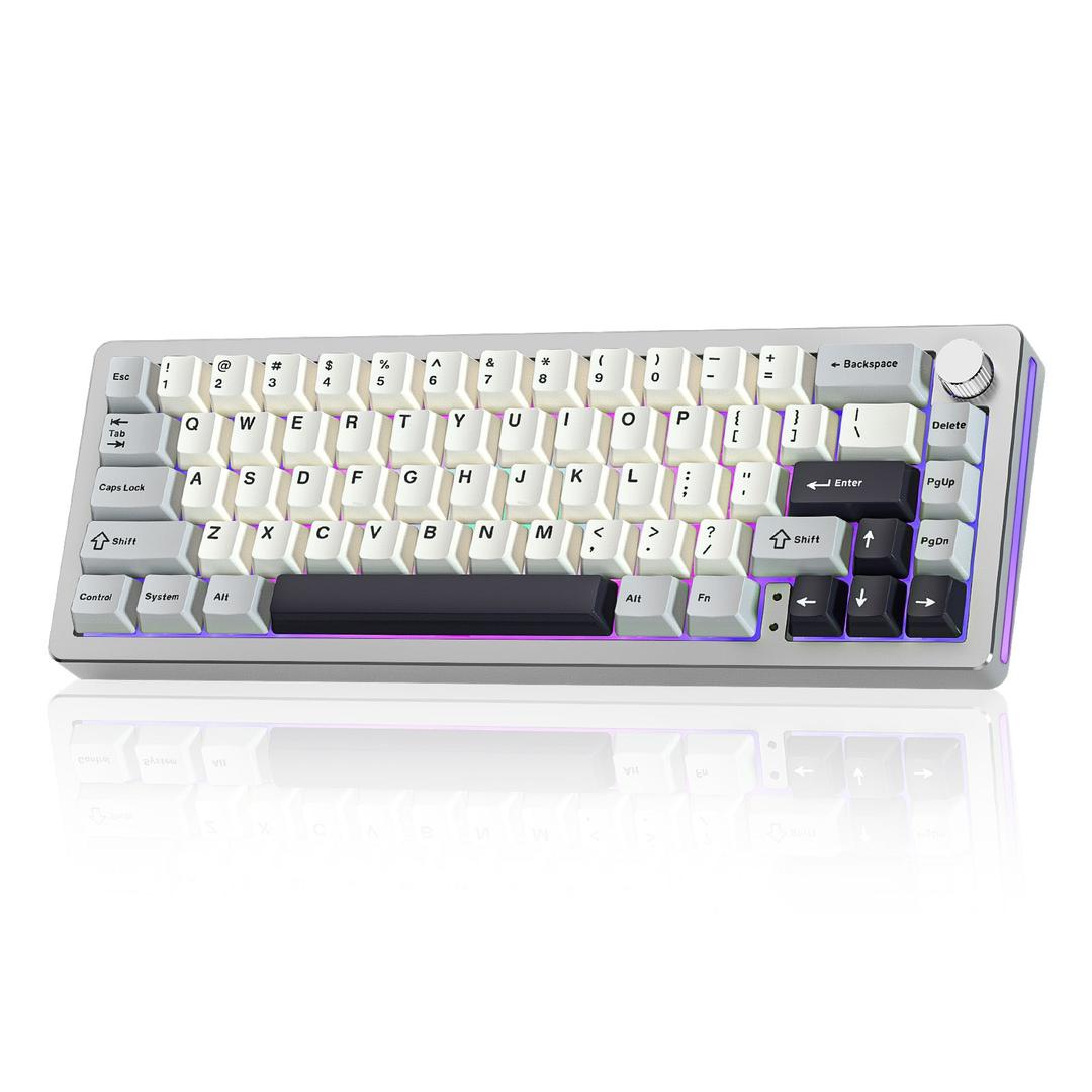 YUNZII AL66 Knob CNC Aluminum Wireless Mechanical Keyboard - Silver / Milk Switch