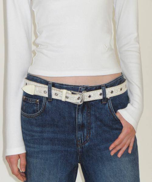 Lace Webbing Belt (BEIGE)