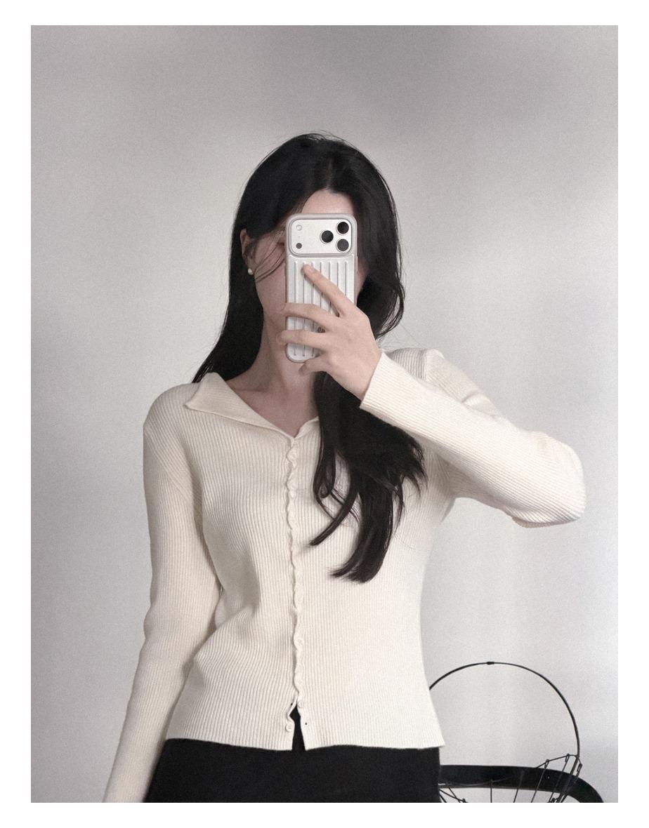 [5일소요] 에클레어 슬릿 브이 가디건 [크림아이보리]